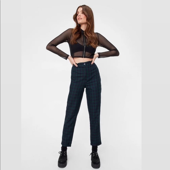 Nasty Gal Pants - High Waisted Plaid Pants